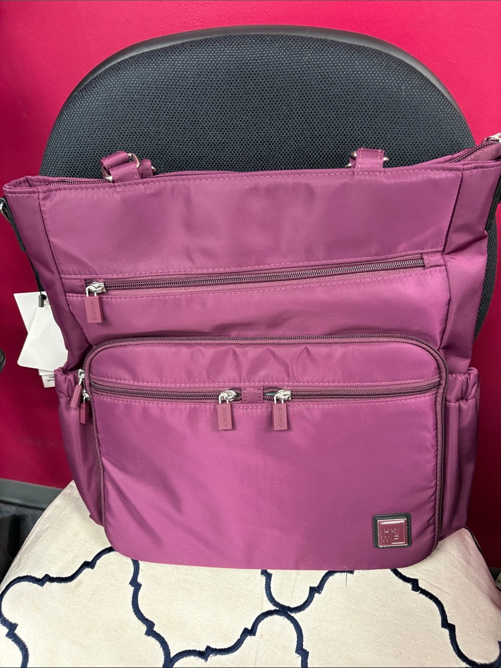 Everyday Plum Tote with Organized Pockets - NWT